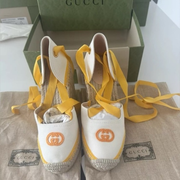 Gucci GG canvas wedge espadrilles EU Size 37.5 , US size 7.5 - Picture 7 of 11